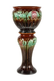 A Majolica Jardiniere on Stand