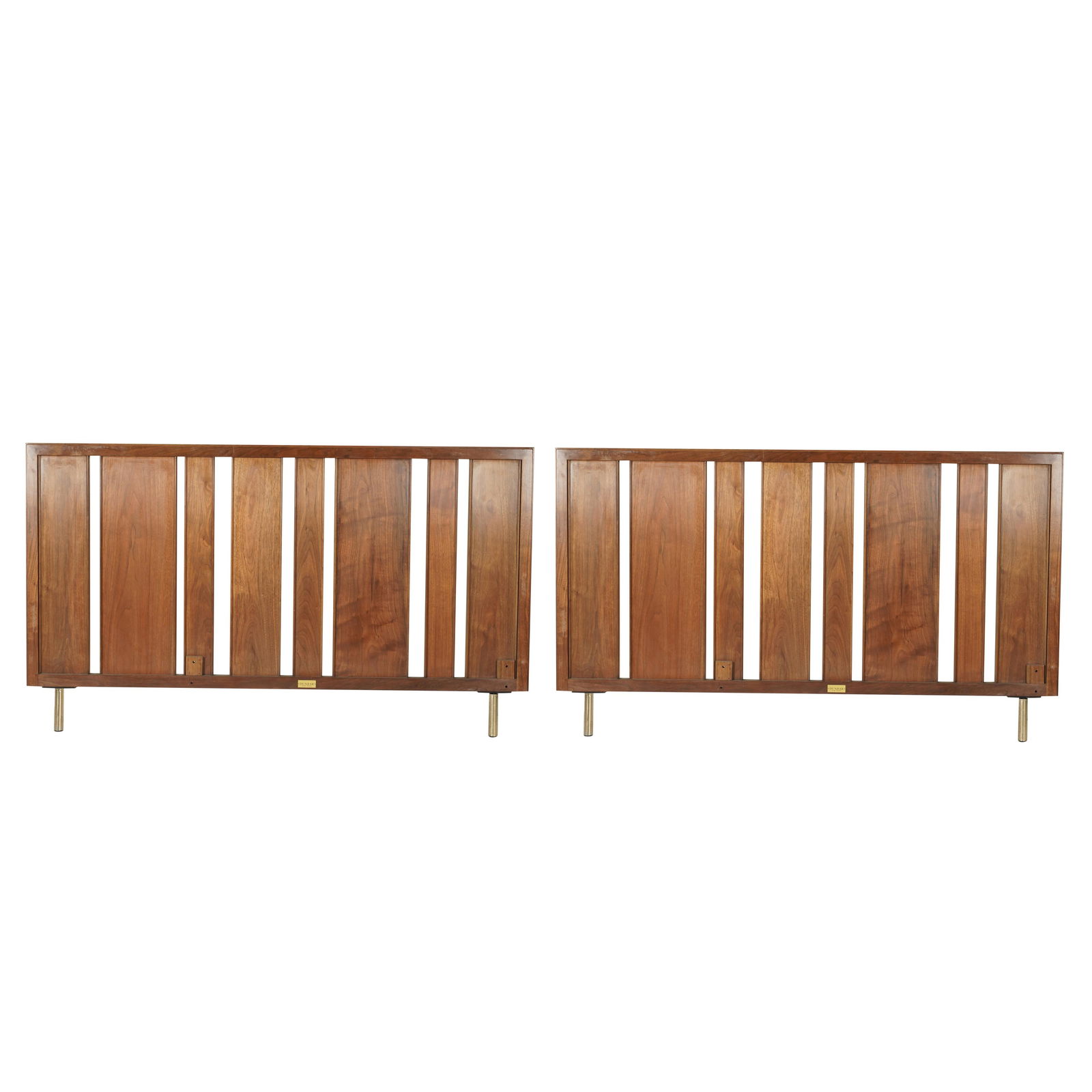 Edward Wormley for Dunbar: Pair of Queen-Size Headboards: each with metal label "Dunbar / Berne, Indiana" 35 x 60 in. (88.9 x 152.4 cm.) This item does not qualify for in-house shipping. Please refer to our preferred shipper's list at https://www.abell.com/b
