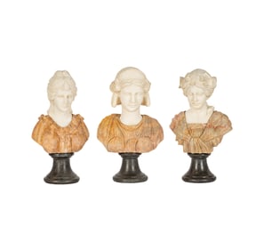 Thee Carved Stone Busts
