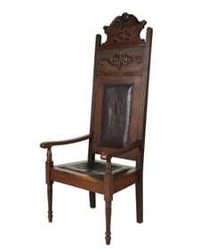 An Italian Baroque-Style Carved Oak Hall Chair