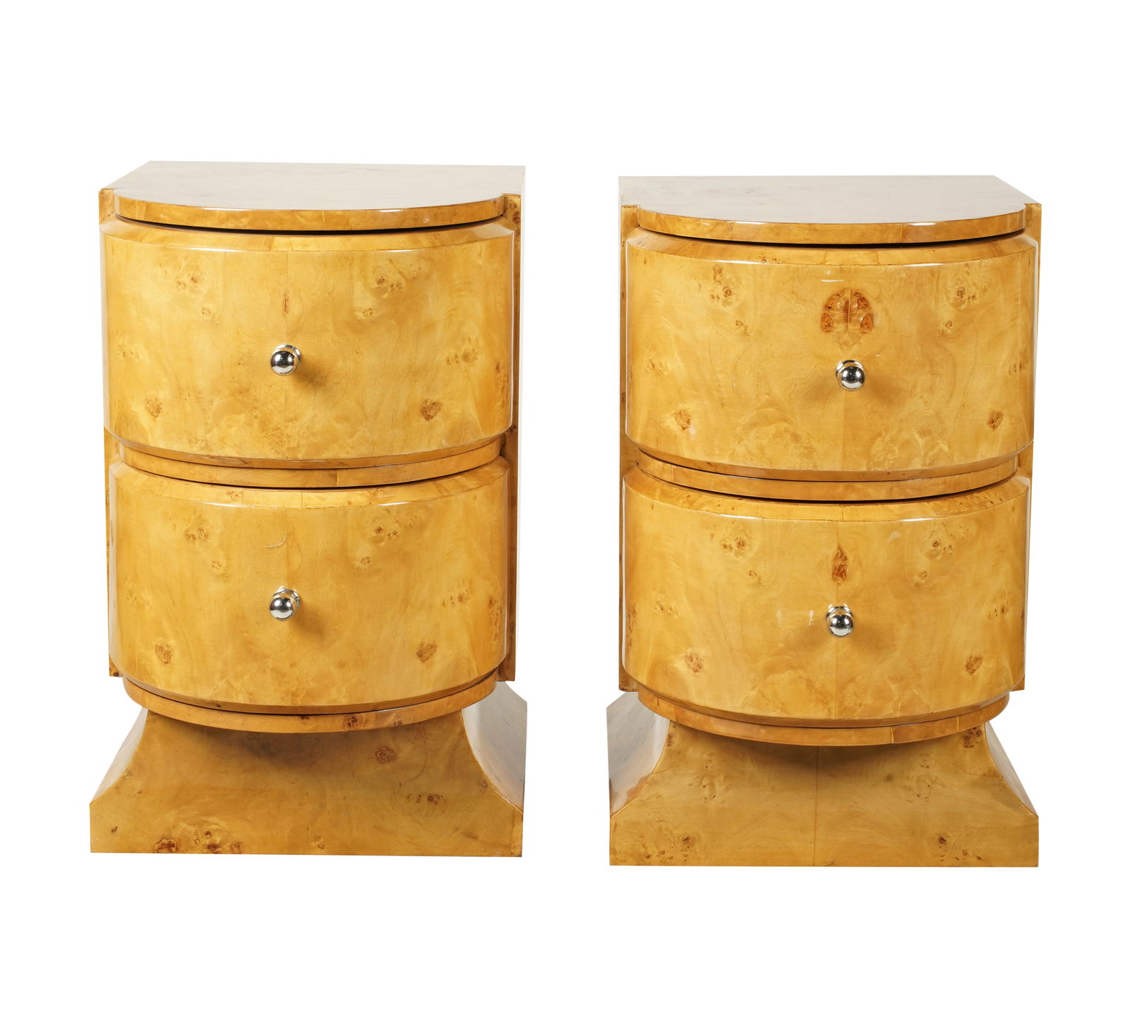 A Pair of Art Deco-Style Birdseye Maple Bedside Chests (1 of 7)