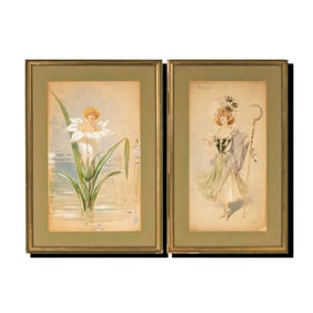 Early 20th Century: Two Works (Art Nouveau Maidens)