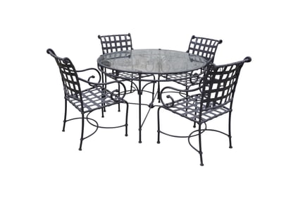 A Brown-Jordan Gray Patio Table and Four Chairs
