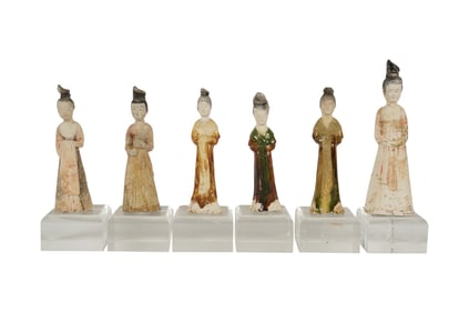 Six Chinese Pottery Mud Figures