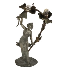 An Art Nouveau-Style Figural Boudoir Lamp