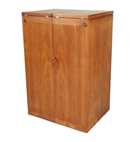 A Mid-Century Campaign Style Expanding Bar Cabinet
