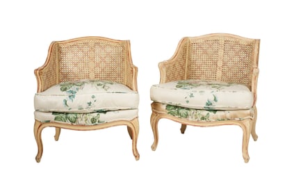 A Pair of Louis XV-Style Painted Wood Diminutive Bergeres