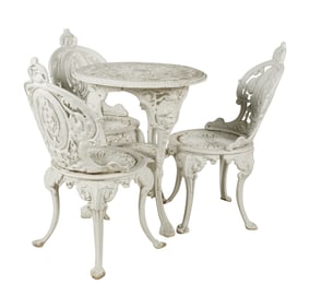 A White-Painted Iron Bistro Set