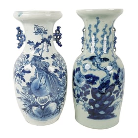 Two Chinese Blue and White Porcelain Vases