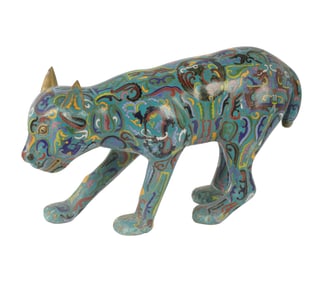 A Large Cloisonne Cat Figure