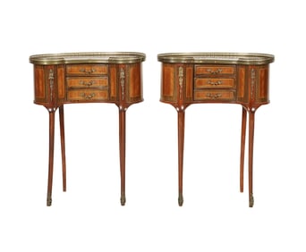A Pair of French Kidney-Shaped End Tables