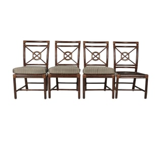 A Set of Four McGuire Target Rattan Chairs