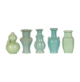 A Group of Chinese Celadon Vases