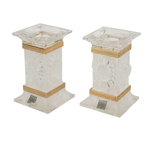 A Pair of Lalique Paquerettes Candlesticks