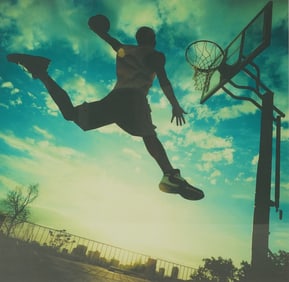 A Large Framed Print of a Basketball Player