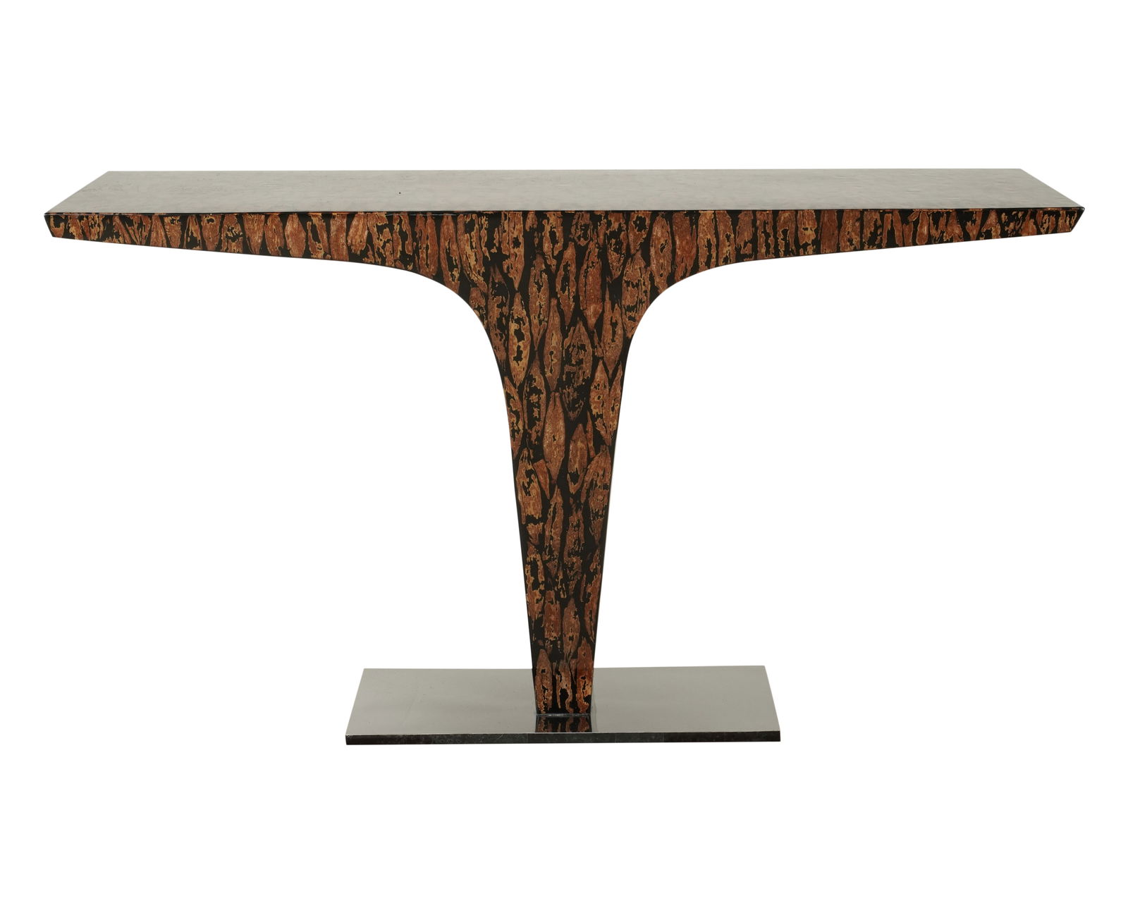 A Marquis of Beverly Hills Modernist Console Table: with chrome base 32 x 55 x 20 in. (81.3 x 139.7 x 50.8 cm.) Notes: This item does not qualify for in-house shipping. Please see our preferred shippers list for quotes or arrange for local pickup. http