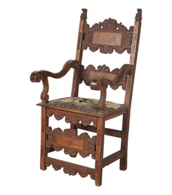 A Spanish Baroque-Style Hall Chair