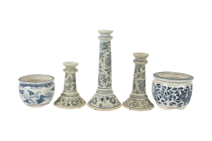 A Group of Blue and White Ceramics
