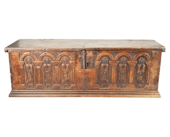 An Antique Carved Wood Cassone