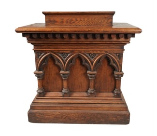 A Gothic Revival-Style Carved Oak Adjustable Podium