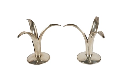 A Pair of Salvador De La Serna Mexican Sterling Candlesticks