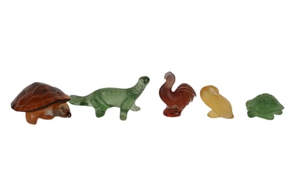 Five Lalique Glass Animal Figurines