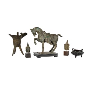 A Group of Archaic Style Bronze and Metal Items