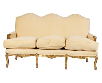 A Carved Giltwood Upholstered Sofa