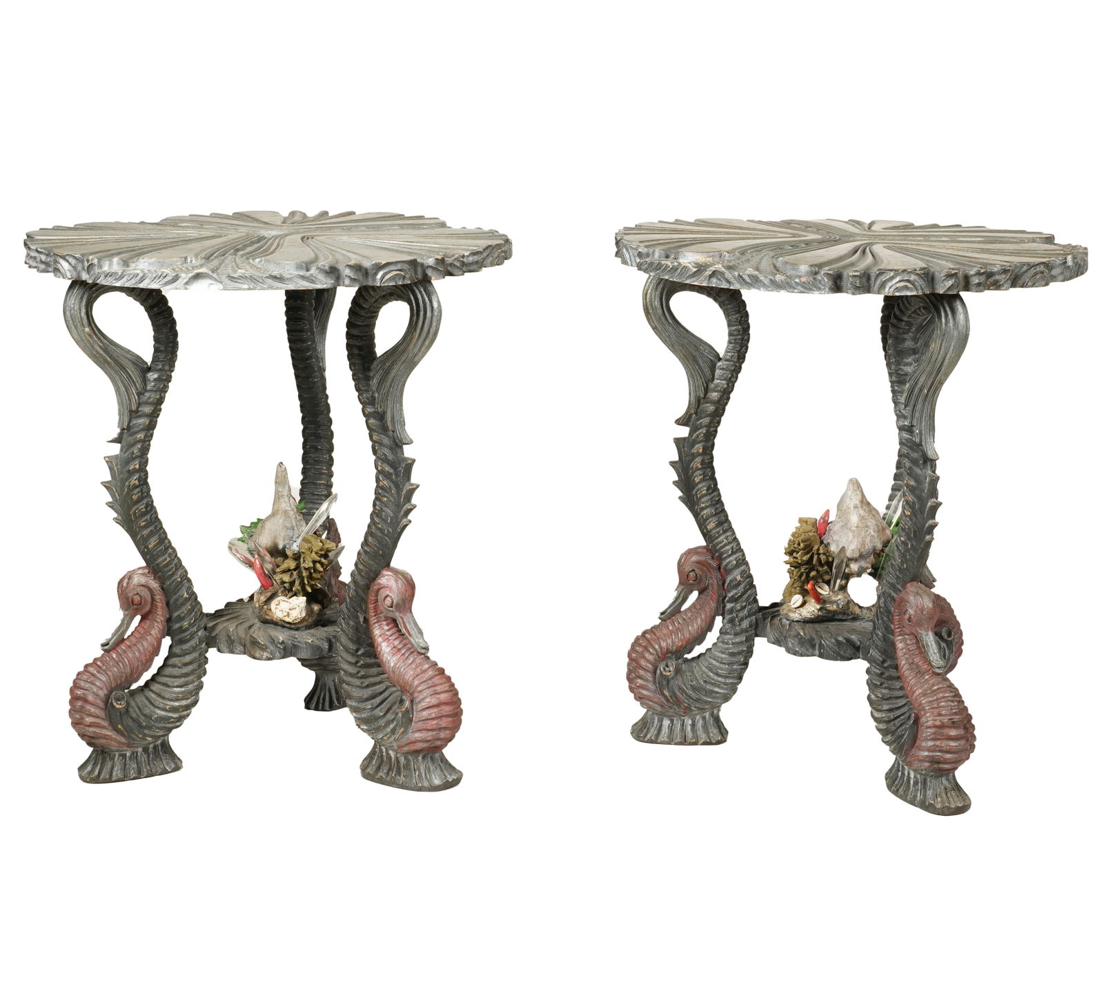 A Pair of Polychrome-Painted Carved Wood Grotto Tables (1 of 11)