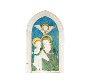 A Della Robia-Style Glazed Ceramic Plaque