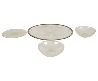 A Rene Lalique Coquilles Charger, Plate, and Two Bowls