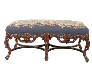 A Rococo-Style Carved Bench