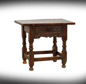 A Baroque-Style Carved Walnut Side Table