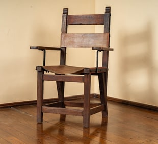 A Monterey-Style Oak and Leather Armchair