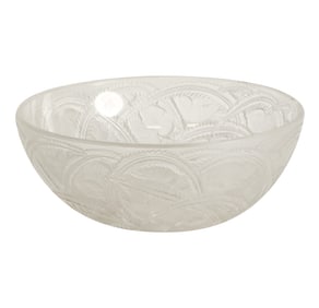 A Lalique Pinsons Clear and Frosted Glass Bowl