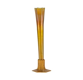 A Tiffany Studios Favrile Glass and Bronze Bud Vase