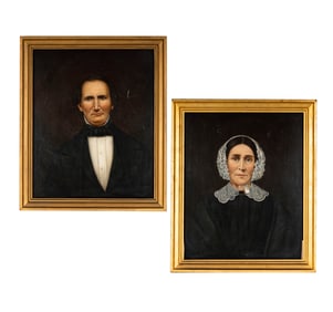 American School, 19th Century, Two Works (Companion Portraits)