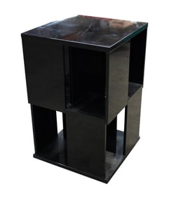 An Art Deco-Style Black-Lacquered Revolving Bookcase