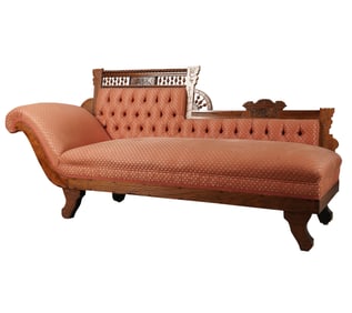 An Eastlake Carved Walnut Recamier
