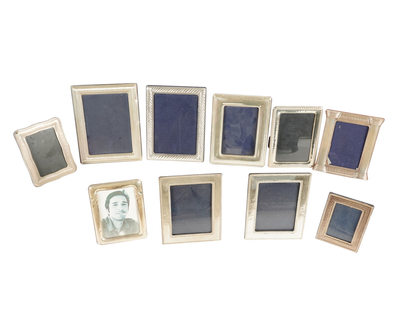 A Group of Sterling Picture Frames: comprising five with Italian registration mark and marked "925" (7 1/4 x 5 1/2 in., 7 x 6 in., 7 x 5 1/2 in., 6 1/8 x 4 3/4 in., and 5 x 4 in.) and three marked only "925" (8 1/2 x 6 1/2 in., 9 x 7 in
