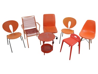 A Group of Orange Modernist Furniture