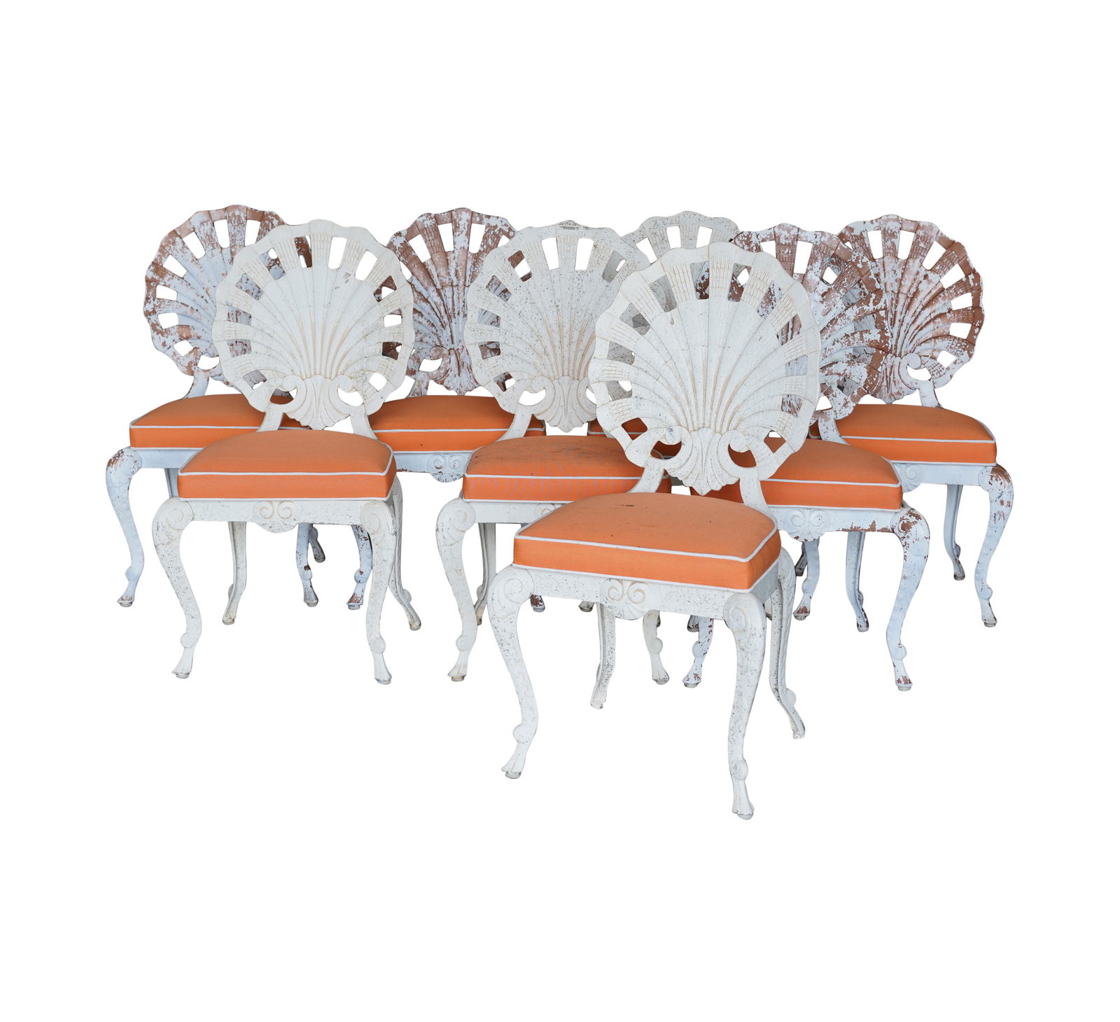 A Set of Eight Painted Metal Shells-Form Patio Chairs (1 of 8)