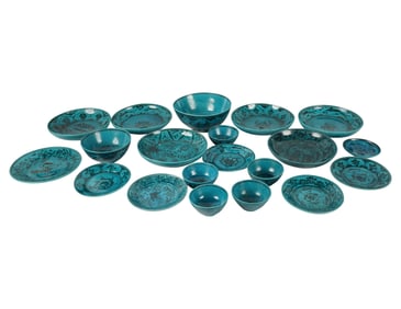 A Set of Persian Glazed Ceramic Dishes