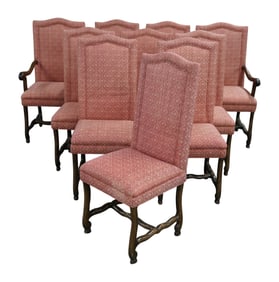 A Set of Ten Baroque-Style Upholstered Dining Chairs