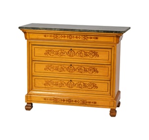 A Charles X Marquetry-Inlaid Commode