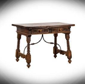 A Spanish Baroque Walnut Trestle Table