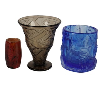 Three Daum Freres, Nancy Glass Vases