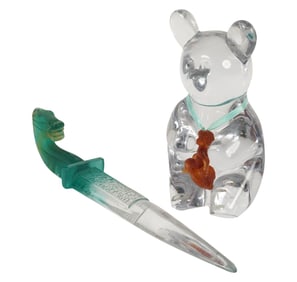 A Daum Letter Opener and Teddy Bear Figure