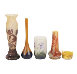A Group of Daum Freres. Nancy Cameo Glass Vases