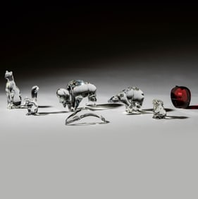 Six Baccarat Crystal Animal Figures and a Paperweight